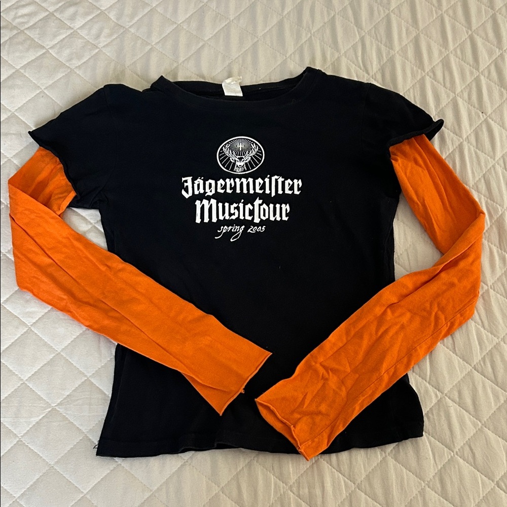 Jägermeister music tour, long sleeve T-shirt, GUC,sz medium, black/orange
